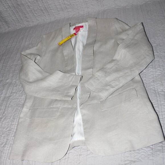 Catherine Malandrino Women's Open Front Shawl Collar Linen Blazer Size 8 NWT - Picture 3 of 9